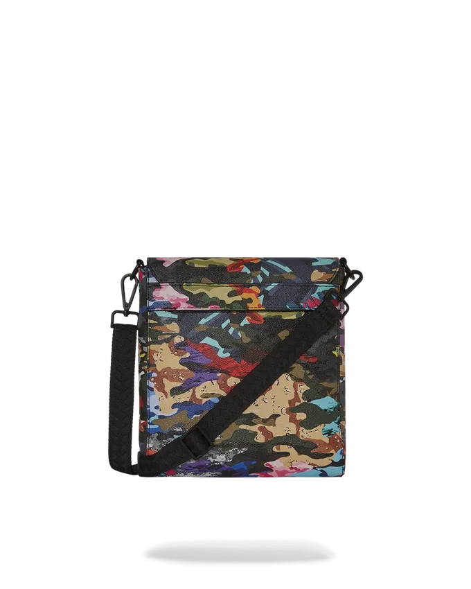 BOLSA DE CAMUFLAJE CON DISEÑO DE TIRAS Y CUADROS PARA BOLSOS CRUZADOS