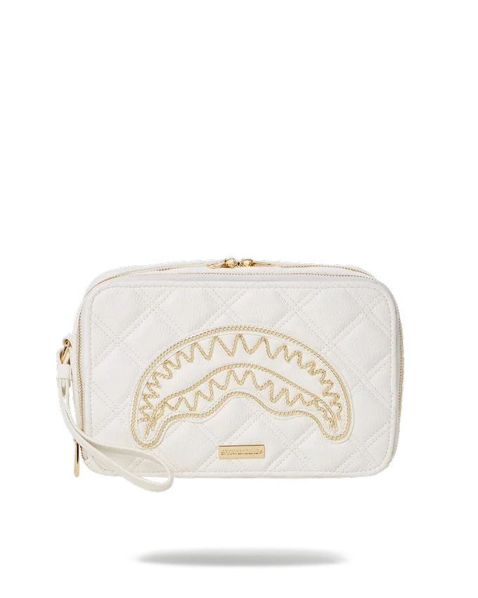 BOLSA DE NECESERES RIVIERA LE BLANC CON CADENA DORADA Y DISEÑO DE TIBURÓN