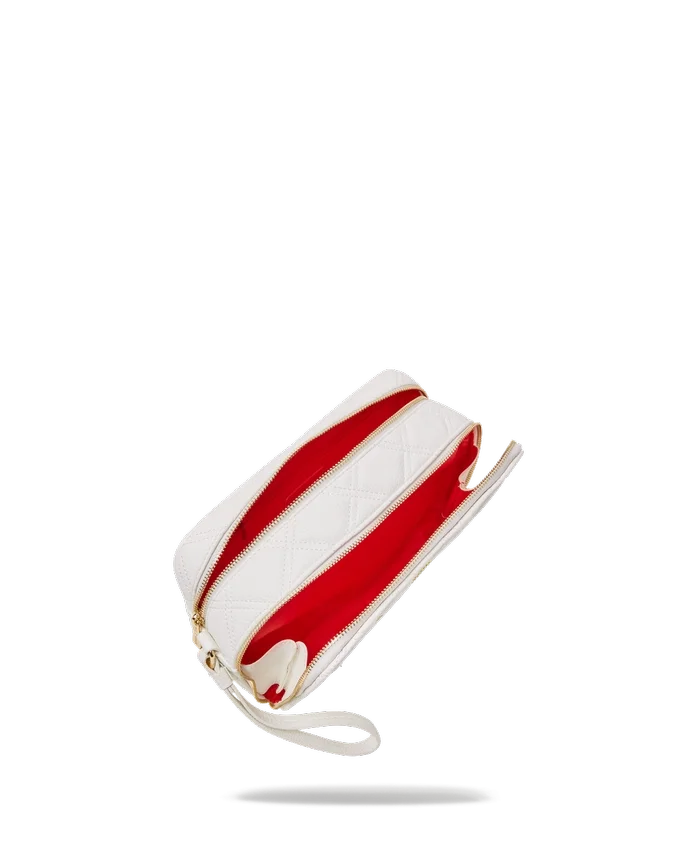 BOLSA DE NECESERES RIVIERA LE BLANC CON CADENA DORADA Y DISEÑO DE TIBURÓN