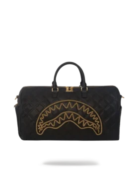 BOLSA DE VIAJE NOIR CON CADENA DORADA Y DETALLE DE TIBURÓN