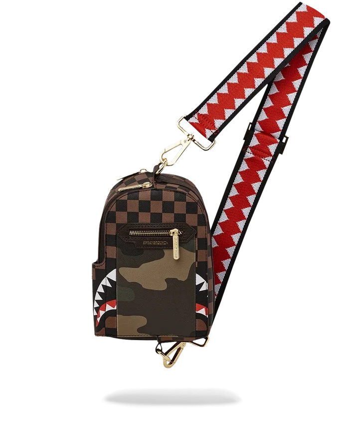 BOLSO DE BOLSILLO EXTERIOR CON CREMALLERA DORADA «Sharks in Paris» PARA MOCHILAS CRUZADAS