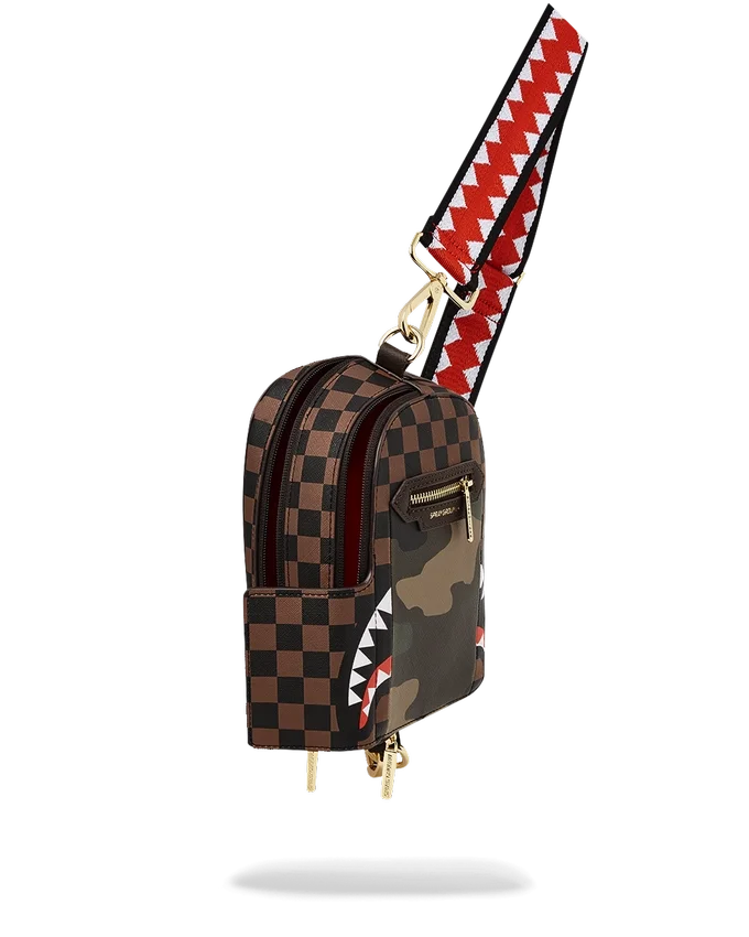 BOLSO DE BOLSILLO EXTERIOR CON CREMALLERA DORADA «Sharks in Paris» PARA MOCHILAS CRUZADAS