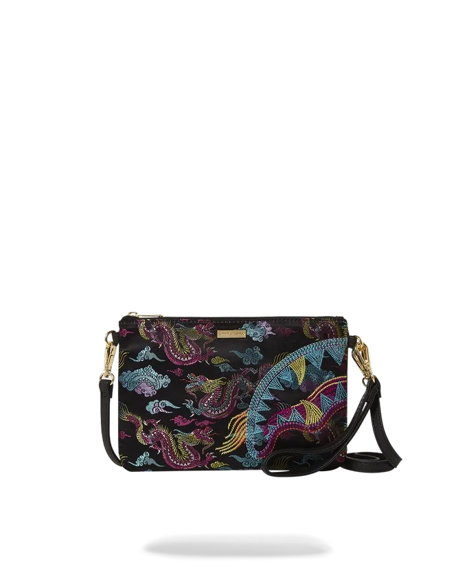 BOLSO DE MANO CROSSOVER CON DRAGONES BORDADOS