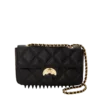 BOLSO DE MANO NOIR QUILT CON CADENA DORADA Y MOTIVO DE TIBURÓN