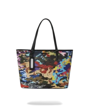 BOLSO TOTE DE CAMUFLAJE CON DETALLES DE TIRAS Y CUADROS