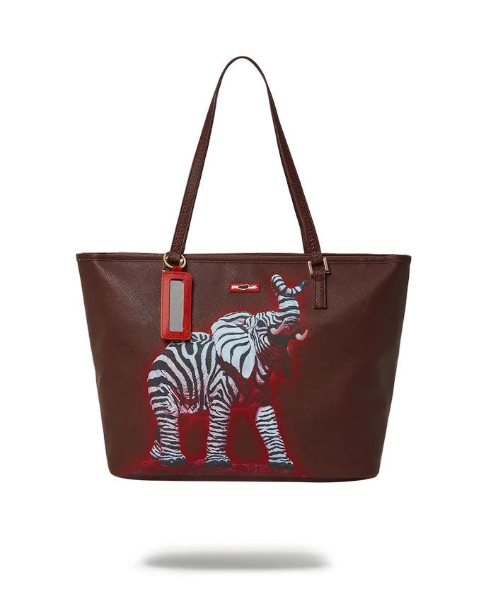 BOLSO TOTE DE COLABORACIÓN CON RON ENGLISH: ESTRIPE DE CEBRA Y ELEFANTE