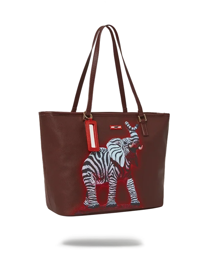 BOLSO TOTE DE COLABORACIÓN CON RON ENGLISH: ESTRIPE DE CEBRA Y ELEFANTE