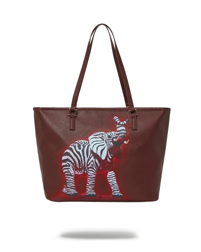BOLSO TOTE DE COLABORACIÓN CON RON ENGLISH: ESTRIPE DE CEBRA Y ELEFANTE
