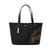 BOLSO TOTE NOIR QUILT CON CADENA DORADA Y ESTAMPADO DE TIBURÓN