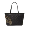 BOLSO TOTE NOIR QUILT CON CADENA DORADA Y ESTAMPADO DE TIBURÓN