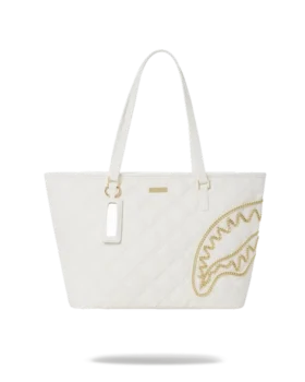 BOLSO TOTE RIVIERA LE BLANC CON CADENA DORADA Y ESTAMPADO DE TIBURÓN