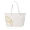 BOLSO TOTE RIVIERA LE BLANC CON CADENA DORADA Y ESTAMPADO DE TIBURÓN