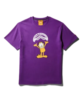 CAMISETA CON DISEÑO DE GARFIELD «SHARKMOUTH» (PÚRPURA)