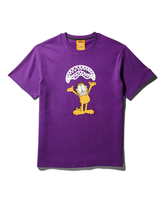 CAMISETA CON DISEÑO DE GARFIELD «SHARKMOUTH» (PÚRPURA)