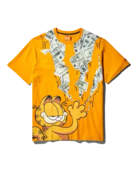 CAMISETA CON ESTAMPADO DE GARFIELD «CAT STRATCH» (NARANJA)