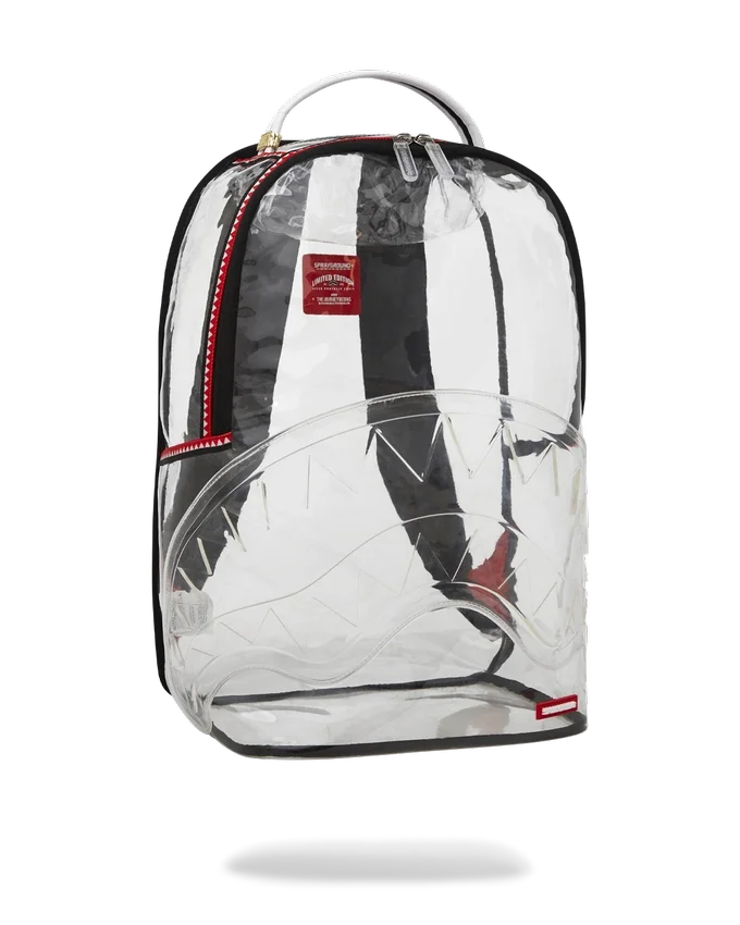 Mochila 100 % transparente con diseño de Shark