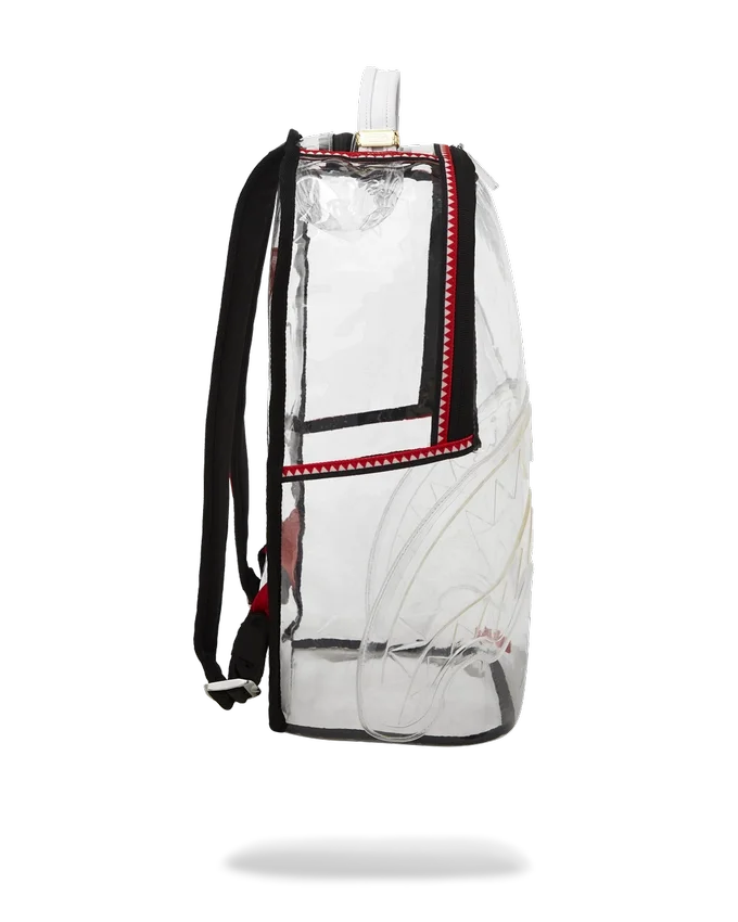 Mochila 100 % transparente con diseño de Shark