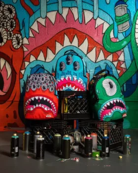 MOCHILA BOB SHARK DE LA COLABORACIÓN CON EL ARTISTA JORGE RODRÍGUEZ
