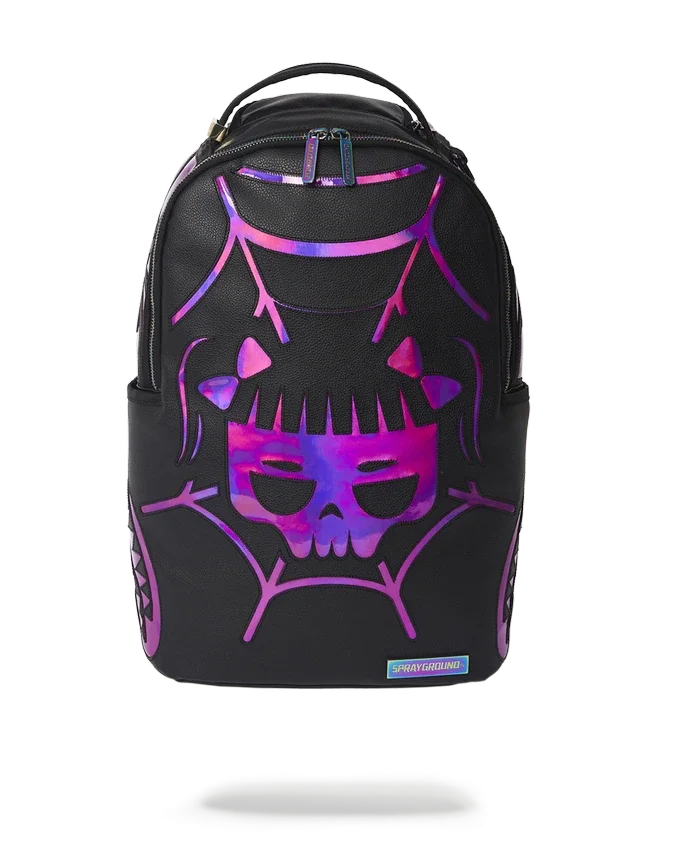 MOCHILA CAZZU IRIDISCENTE CON DETALLES DE ARANCA, CALAVERA Y SHARK (DLXV)