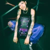 MOCHILA CAZZU IRIDISCENTE CON DETALLES DE ARANCA, CALAVERA Y SHARK (DLXV)