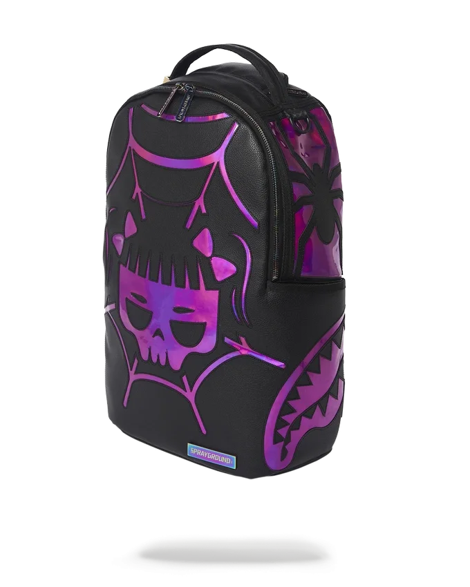 MOCHILA CAZZU IRIDISCENTE CON DETALLES DE ARANCA, CALAVERA Y SHARK (DLXV)