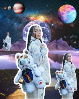 Mochila de osito de peluche «Moneybear» con diseño «UFO Spaced Out»