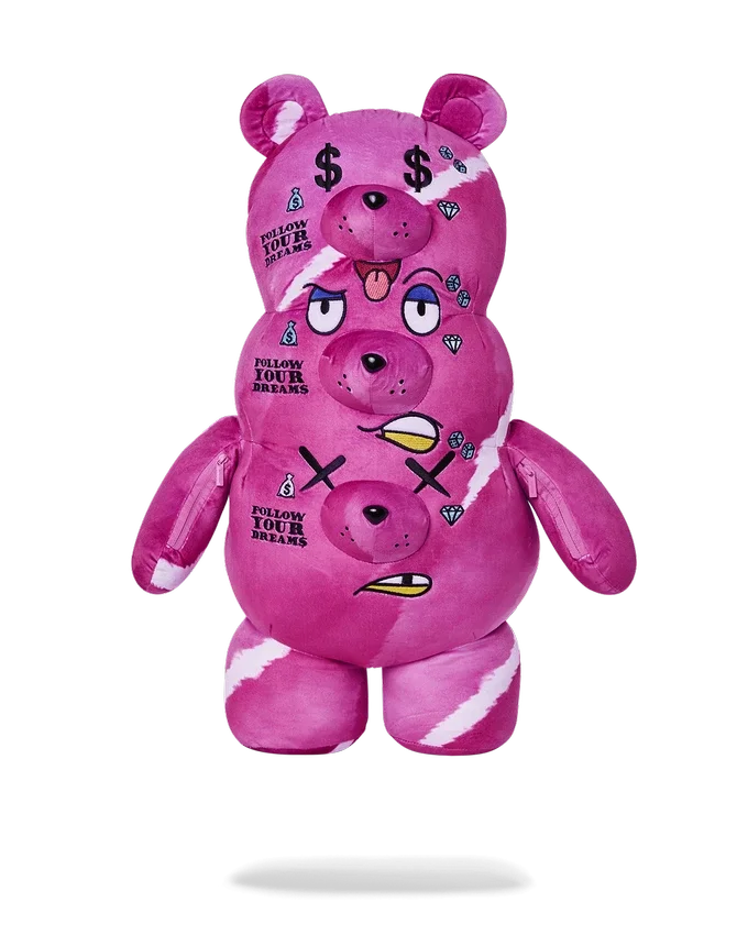 Mochila de peluche con osito de tres cabezas