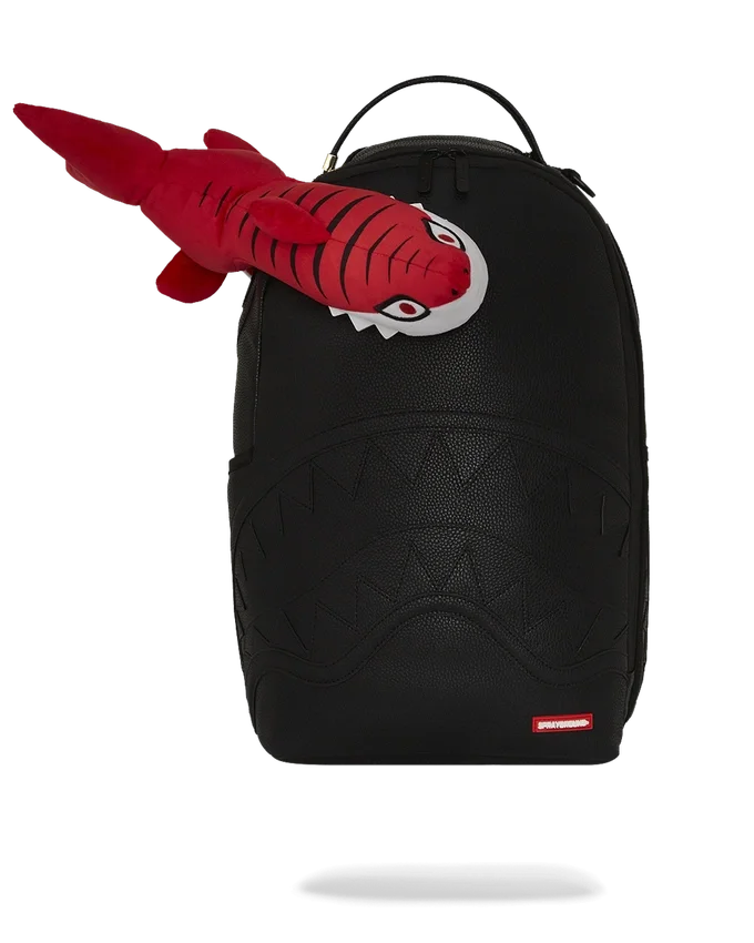 MOCHILA DE TELA DE PELUCHE «BIG BITE» CON MOTIVO DE TIBURÓN