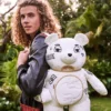 Mochila RIVIERA LE BLANC CON CADENA DORADA Y OSITO DE PELUCHE