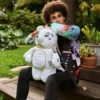 Mochila RIVIERA LE BLANC CON CADENA DORADA Y OSITO DE PELUCHE
