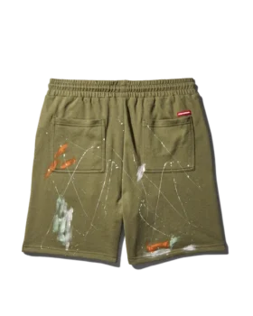 SHORTS DE PUNTO CON SALPICADURAS DE PINTURA (VERDE)