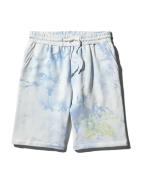 SHORTS DE TEJIDO TEÑIDOS AL ESTILO TIE-DYE (AZUL)