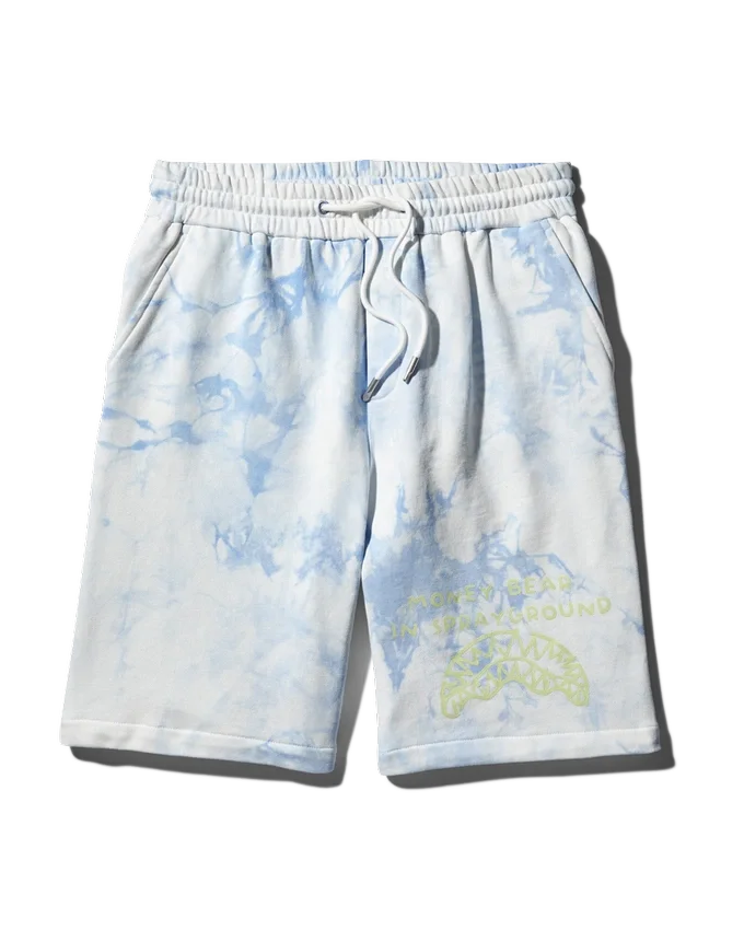 SHORTS DE TEJIDO TEÑIDOS AL ESTILO TIE-DYE (AZUL)