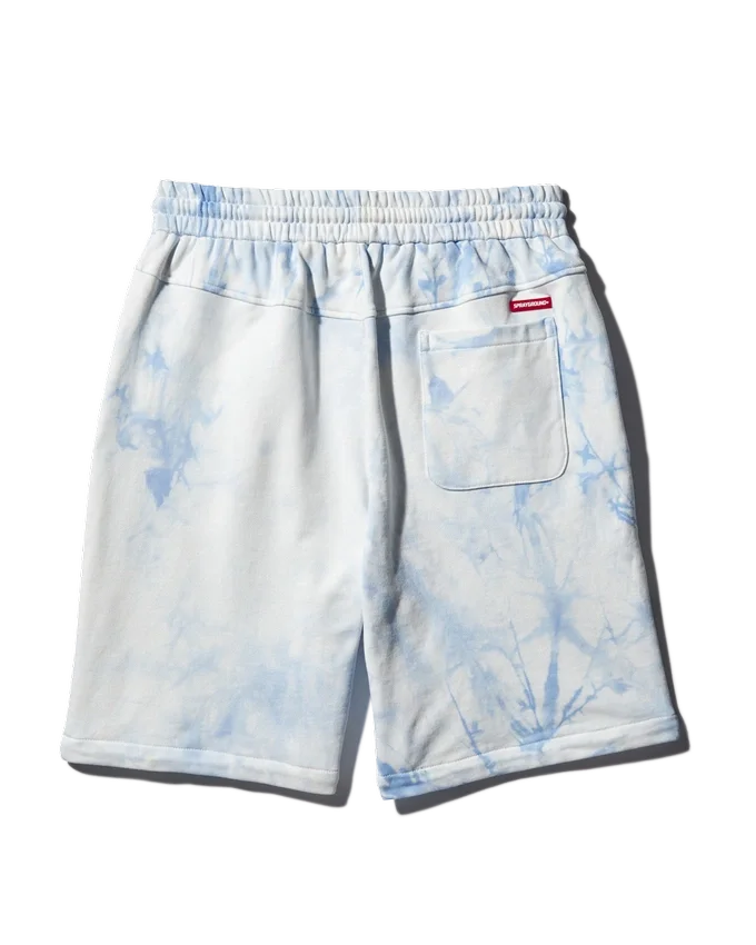 SHORTS DE TEJIDO TEÑIDOS AL ESTILO TIE-DYE (AZUL)