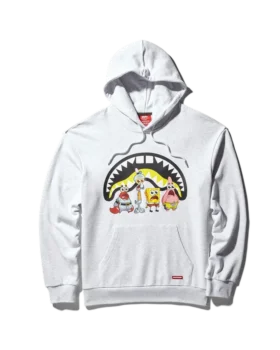SUDADERA CON CAPUCHA DE SPONGEBOB (GRIS CLARO)